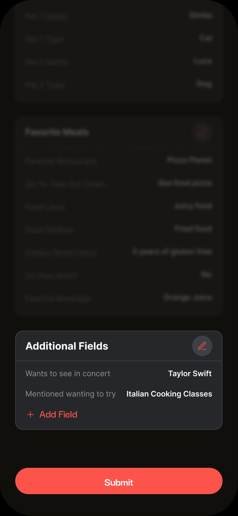 Every custom detail, neatly organized.